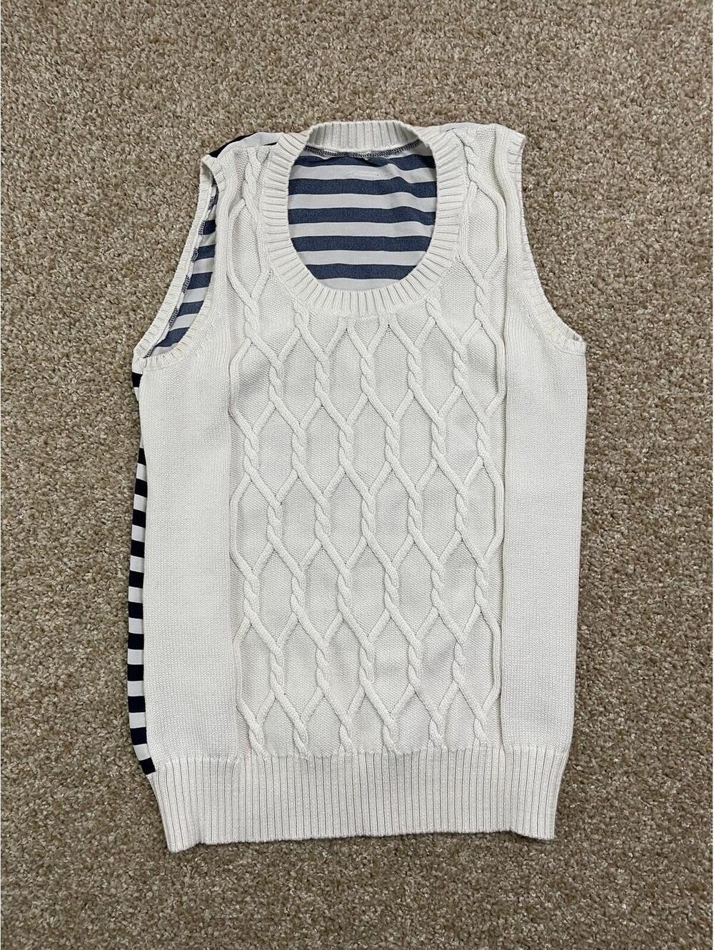 Náutica Cable Knit Sweater Vest Preppy Collegiate Style Size S
